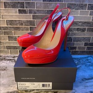 Vince Camuto Red Patent Leather Slingback Heels – Size 8.5M – Worn Once ❤️🔥